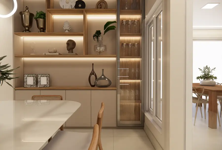 Projeto do arquiteto online — nicho iluminado com detalhamento premium
